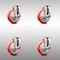 Service Caster 5 Inch 316SS Red Polyurethane Wheel Swivel Top Plate Caster Set with Brake SCC SCC-SS31620S514-PPUB-RED-TLB-4 - alternate 1